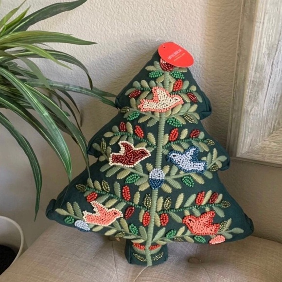 Opalhouse with Jungalow Beaded and Embroidered Christmas Tree Throw Pill…